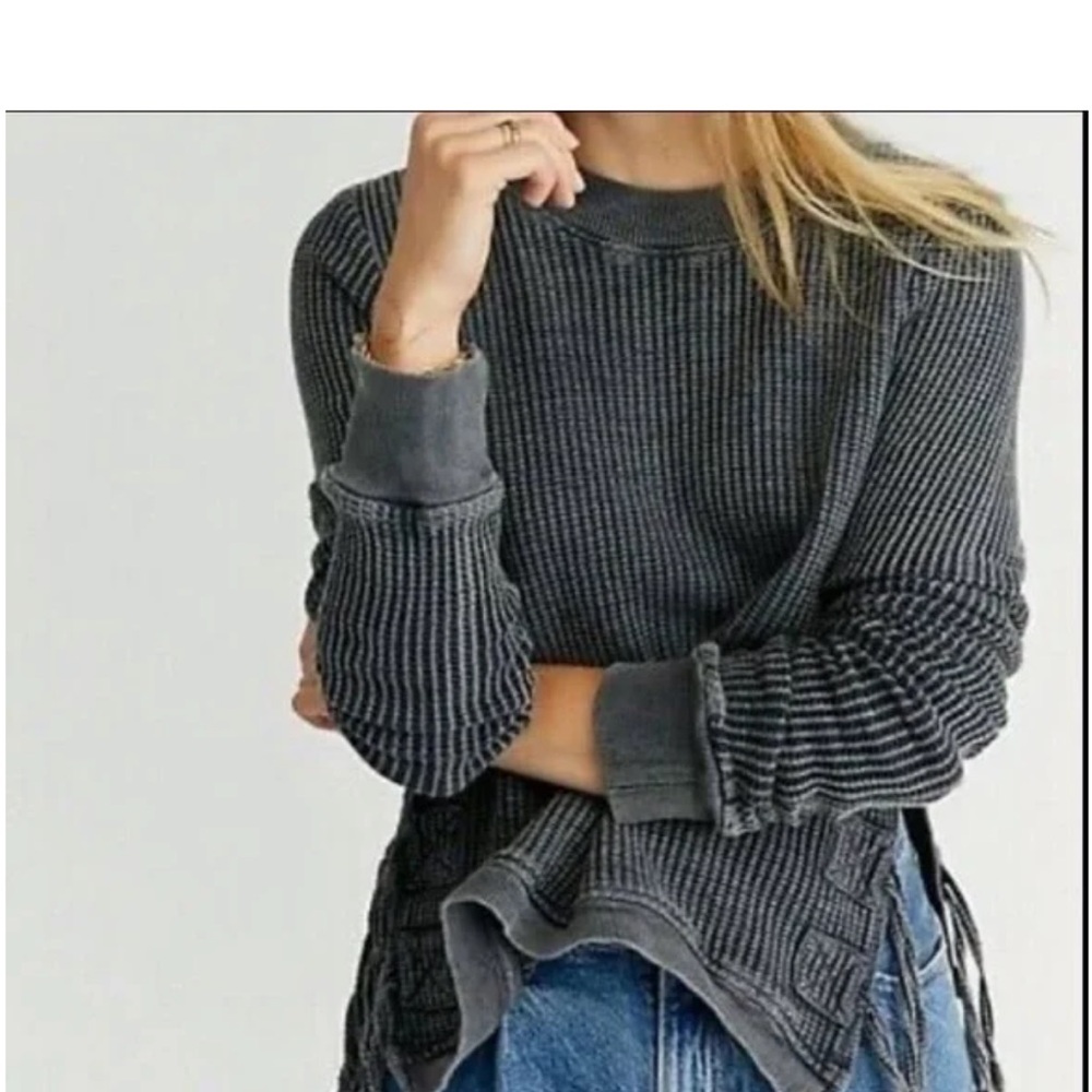 Free People One Interlaken Thermal with Laced Sides, S, Distressed Coloring